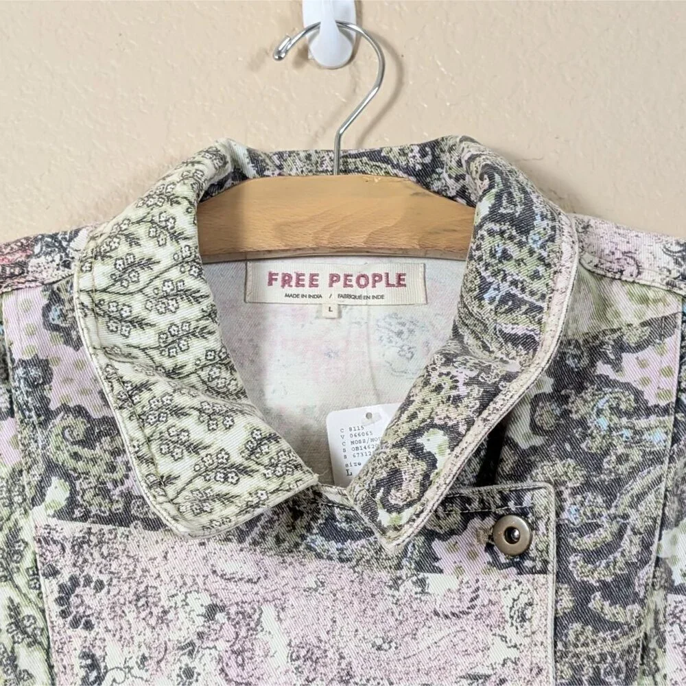 NWT Free People Nadia Moto Jacket Mixed Print ASO Devi Never Have I ever - Picture 11 of 14